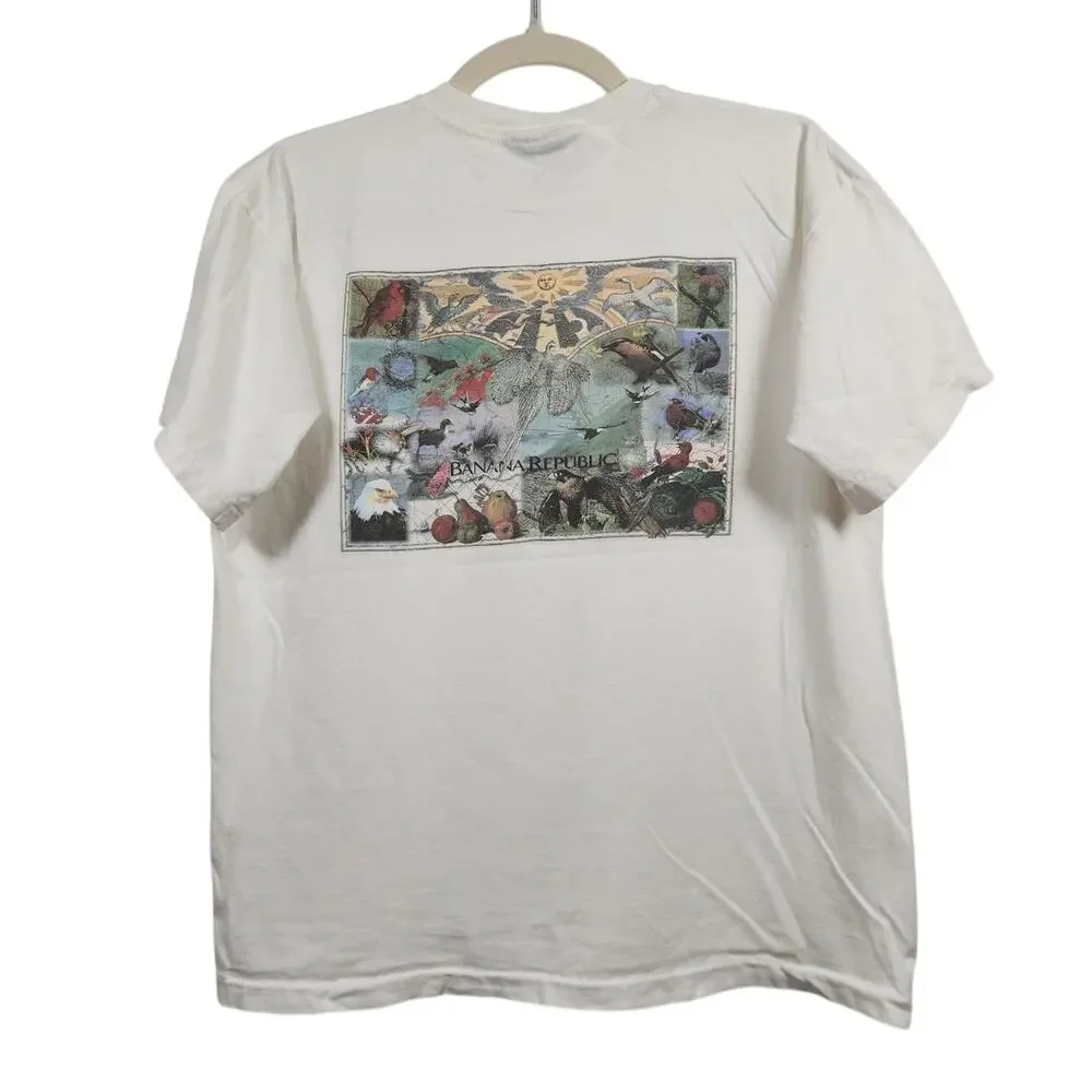 Vintage Banana Republic Pocket Shirt Art Nature Double Sided 90s Small Skate